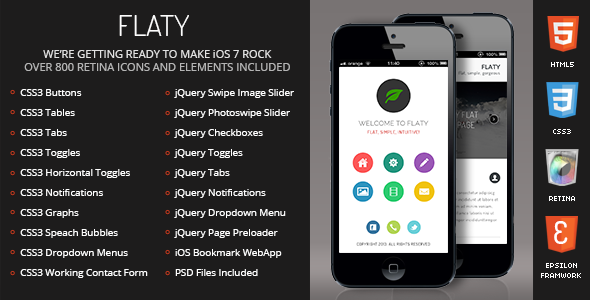 Flaty Mobile Retina-HTML5-CSS3 And iWebApp
