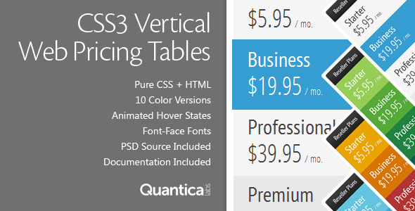 CSS3 Vertical Web Pricing Tables