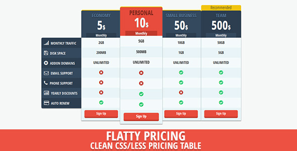 Flat Price - Flat UI Pricing Table