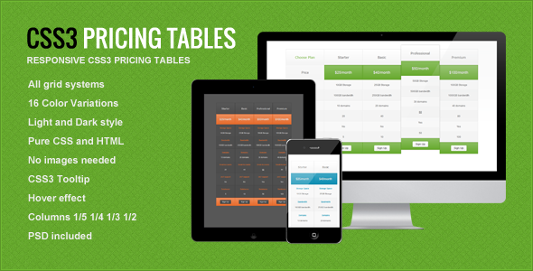 Responsive CSS3 Pricing Tables