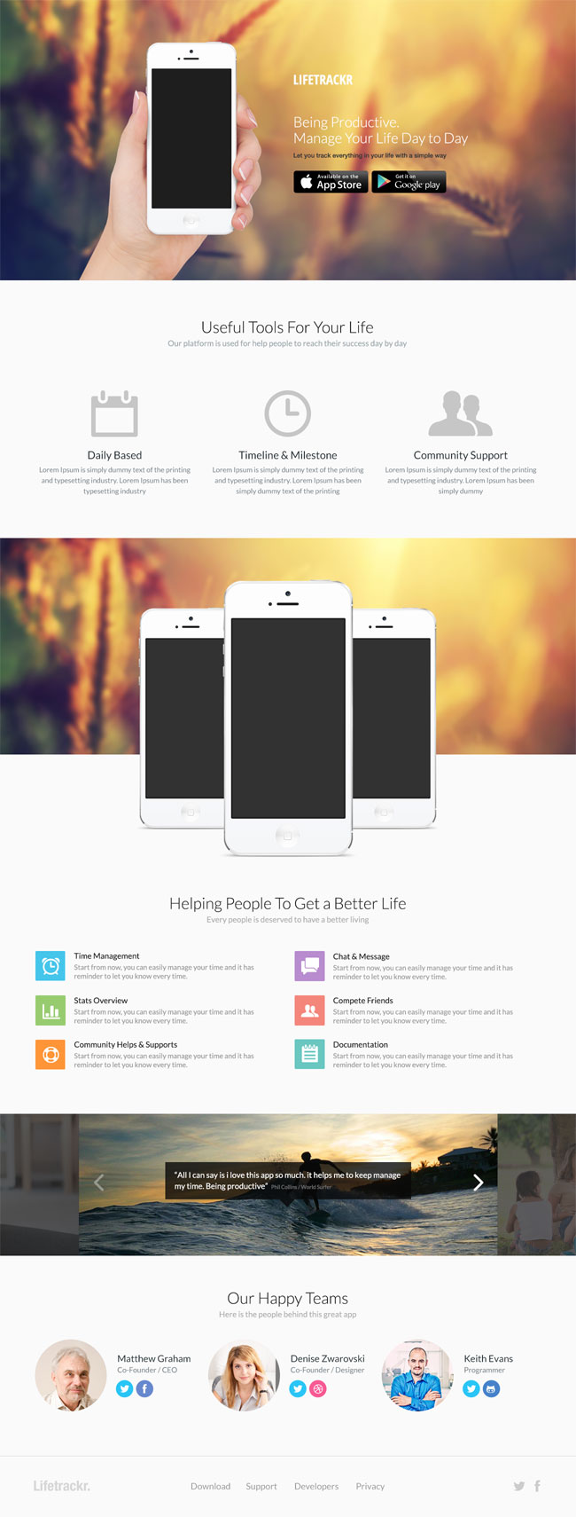 Mobile App Landing Page Psd Template Free Download