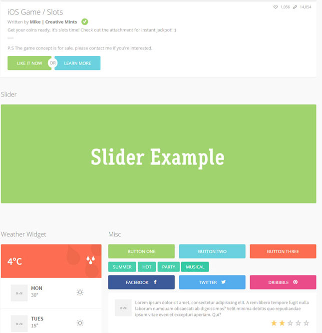 Slider examples. CSS UI Kit. UI Kit примеры. UI кит веб сайта примеры.