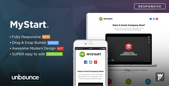 MyStart - Startup Unbounce Landing Page Template