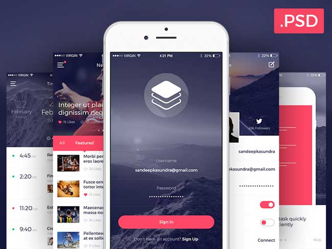 Download 50 Best Free Mobile App Ui Kits Psd Designmaz